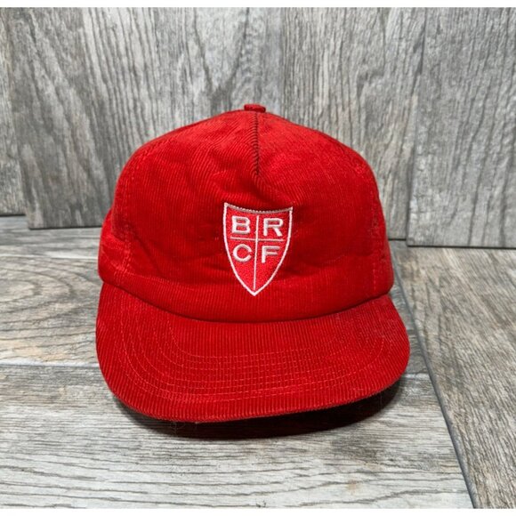 Other - Vintage BRCF Embroidered Corduroy Snapback Trucker Hat Made in USA Red